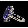 Image 3 : 13.30 ctw Tanzanite and Diamond Ring - 14KT White Gold