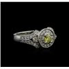 Image 1 : 0.95 ctw Yellow Diamond Ring - 14KT White Gold