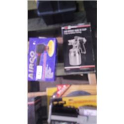 New unused Airco dual action orbital sander, paint spray gun, & replacement cup