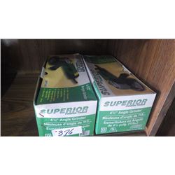 Two new unused Superior power tools 4 1/2" angle grinders.