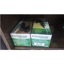 Two new unused Superior power tools 4 1/2" angle grinders.