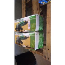 Two new unused Superior power tools 4 1/2" angle grinders.