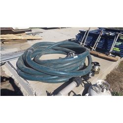 Approx 100' of 5" hose, filter, attachments as pictured, and misc wire.