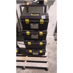 Four new unused 19" toolboxes with lift out upper tray