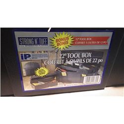 Four new unused 22"" toolboxes with lift out upper tray with side compartments