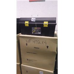 Four new unused 22"" toolboxes with lift out upper tray with side compartments