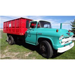 1955 Chevy 6400 farm truck, 12’ box & hoist, tip tops, 2 spd rear axle, 8.25/20 good rubber, 92,300 