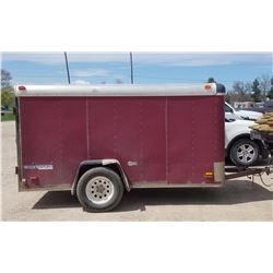 1999 Pace cargo trailer, 10' x 5'w, single rear door, maroon color, shows some minor rust