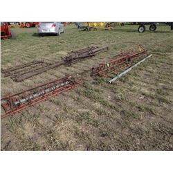 Drag harrows,(2) 5' sections w/ hitch, spike tooth, plus single section w/ bar
