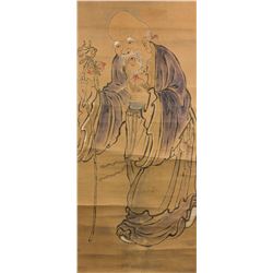 Longevity Deity Chinese Watercolour on Paper Roll