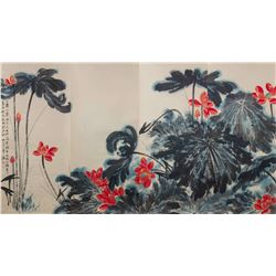 Zhang Daqian 1899-1983 4 PC Watercolour Scroll