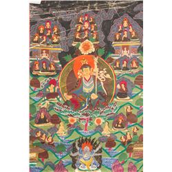 Tibetan Tanka Painting of Guru on Canvas