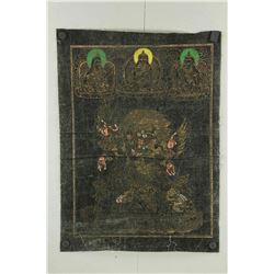 Tangka Buddha on Silk With Red Seal on Back