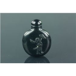 Chinese Black and Green Hardstone Snuff Bottle