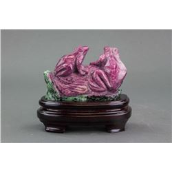 Chinese Hardstone Carved Frog with Stand