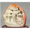 Image 2 : Hetian Green Jade Caved Boulder with Wood Stand