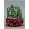 Image 1 : Chinese Hetian Green Jade Carved Boulder with Cert
