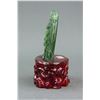 Image 2 : Chinese Hetian Green Jade Carved Boulder with Cert