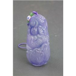 Burma Lavender Jadeite Carved Fish Pendant