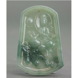Burma Green Jadeite Guanyin Pendant with Cert