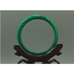 Burma Green Jadeite Carved Bangle