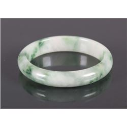 Burma Green and White Jadeite Bangle