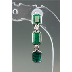 3.4ct Emerald &0.27ct Diamond Earrings CRV$3050