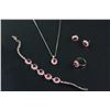 Image 1 : 4 PC Chinese Ruby Jewellery Set with Certficate