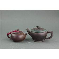 2 PC Chinese Zisha Teapot with Artist Marks