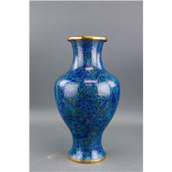 Chinese Blue Cloisonne Copper Vase