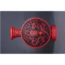 Chinese Carved Dragon Cinnabar Lacquer Flask