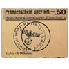 Image 1 : AUSCHWITZ CONCENTRATION CAMP 50PF COUPON/NOTE