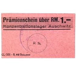 AUSCHWITZ CONCENTRATION CAMP 1RM COUPON/NOTE