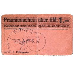 AUSCHWITZ - BIRKENAU CONCENTRATION CAMP 1RM COUPON/NOTE