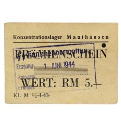 MAUTHAUSEN CONCENTRATION CAMP 5RM COUPON/NOTE