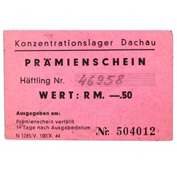 DACHAU CONCENTRATION CAMP 50PF COUPON/NOTE