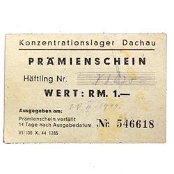 DACHAU CONCENTRATION CAMP 1RM COUPON/NOTE