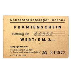 DACHAU CONCENTRATION CAMP 2RM COUPON/NOTE