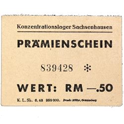 SACHSENHAUSEN CONCENTRATION CAMP 50PF COUPON/NOTE
