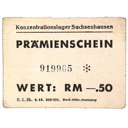 SACHSENHAUSEN CONCENTRATION CAMP 50PF COUPON/NOTE