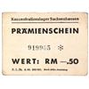 Image 1 : SACHSENHAUSEN CONCENTRATION CAMP 50PF COUPON/NOTE