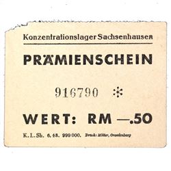 SACHSENHAUSEN CONCENTRATION CAMP 50PF COUPON/NOTE