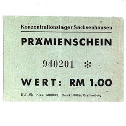 SACHSENHAUSEN CONCENTRATION CAMP 1RM COUPON/NOTE