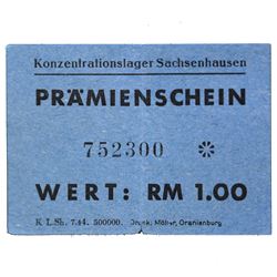 SACHSENHAUSEN CONCENTRATION CAMP 1RM COUPON/NOTE