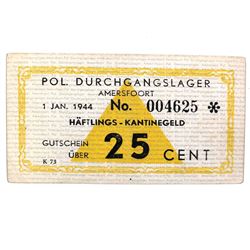 AMERSFOORT NETHERLANDS CONCENTRATION CAMP 25C NOTE