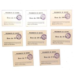 PIERREFITTE FRANCE PRISONER OF WAR CAMP COUPONS/NOTES