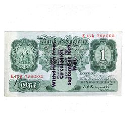 GERMAN OCCUPATION GUERNSEY 1941 1 WITHDRAWN NOTE