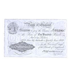 GREAT BRITAIN 1929 100 BANK OF ENGLAND WHITE NOTE
