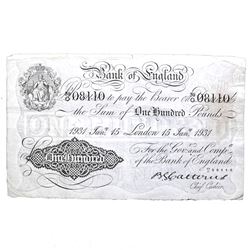 GREAT BRITAIN 1931 100 BANK OF ENGLAND WHITE NOTE