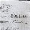 Image 6 : GREAT BRITAIN 1931 100 BANK OF ENGLAND WHITE NOTE